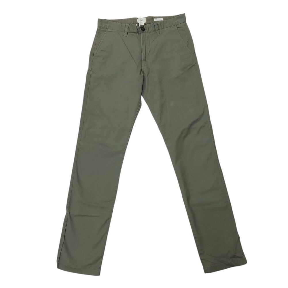 H&M Skinny Fit Pants Mens 30x31 Green Stretch Casual Chino Lightweight